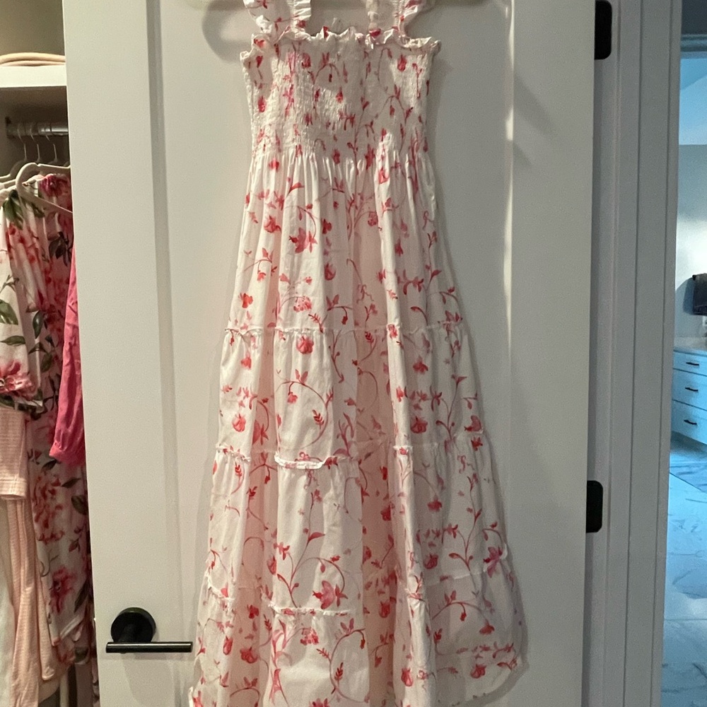 Hill House White and Pink Floral Maxi Dress